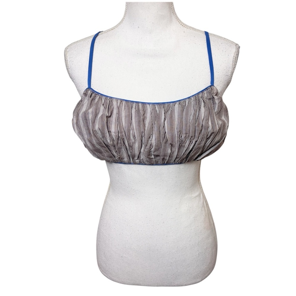 FREE PEOPLE BLUE BROWN WOMEN BRA TOP SIZE MEDIUM WITH ADJUSTABLE STRAPS